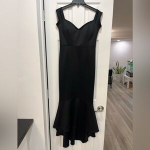 Women Elegant Black Evening Gown Dress Peplum Midi Bodycon Size Medium